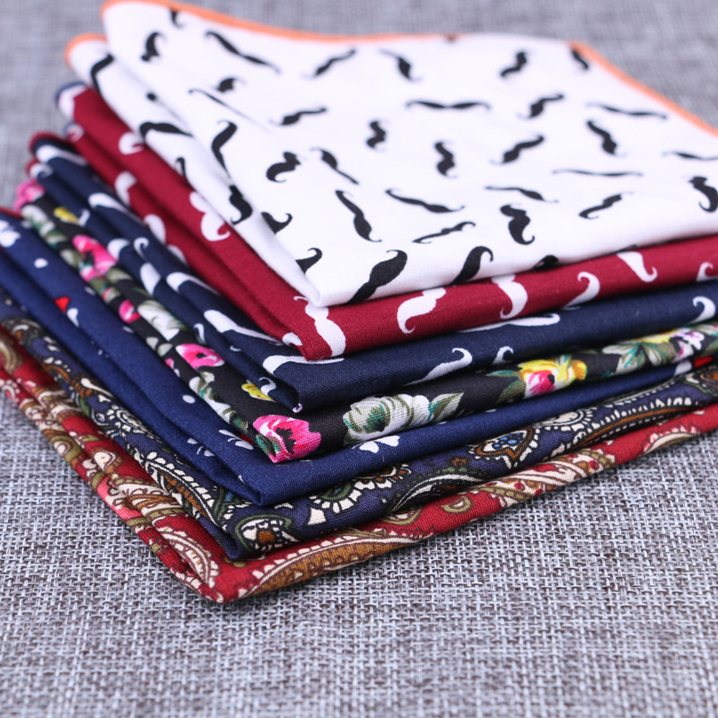 Handkerchief Cotton Men - منديل مطبوع على شكل زهور مربعة