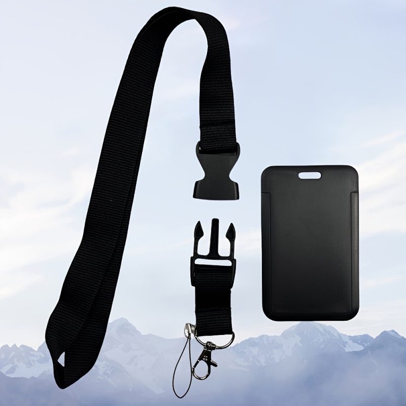 Lanyard Badge Holder - حامل بطاقة تعريف أسود مع حزام