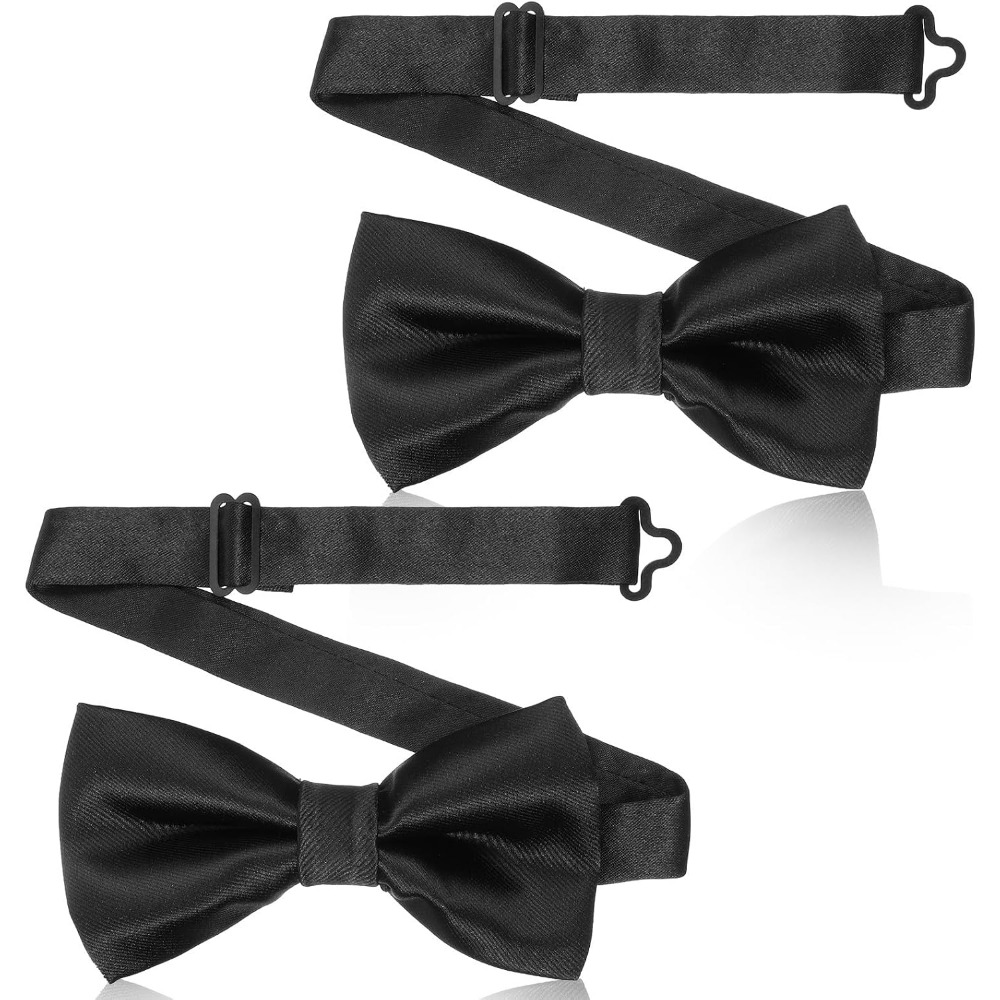 Bow Tie Pre Tied - ربطات عنق سوداء من قطعتين، ربطات