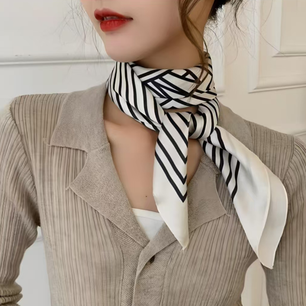 موضة ساحة 70 سنتيمتر أبيض وأسو - مراجعة Silk Tie Striped وسعره