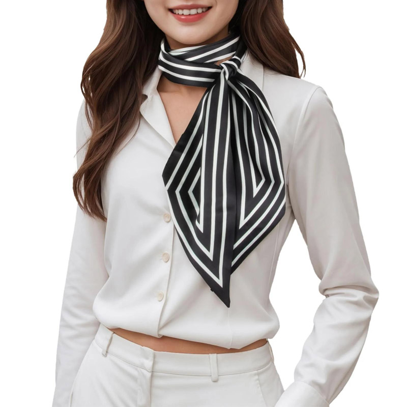 موضة المشارب فيونكة شعر وشاح ا - مراجعة Silk Tie Striped وسعره