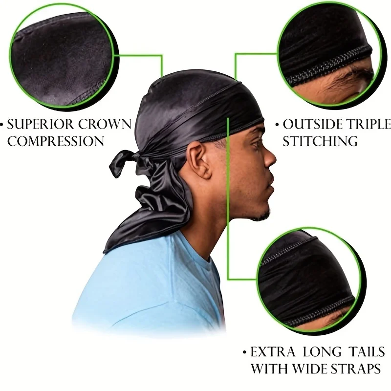 قبعة دوريغ حريرية للرجال، بوني - مراجعة Bandana Doo Rag وسعره