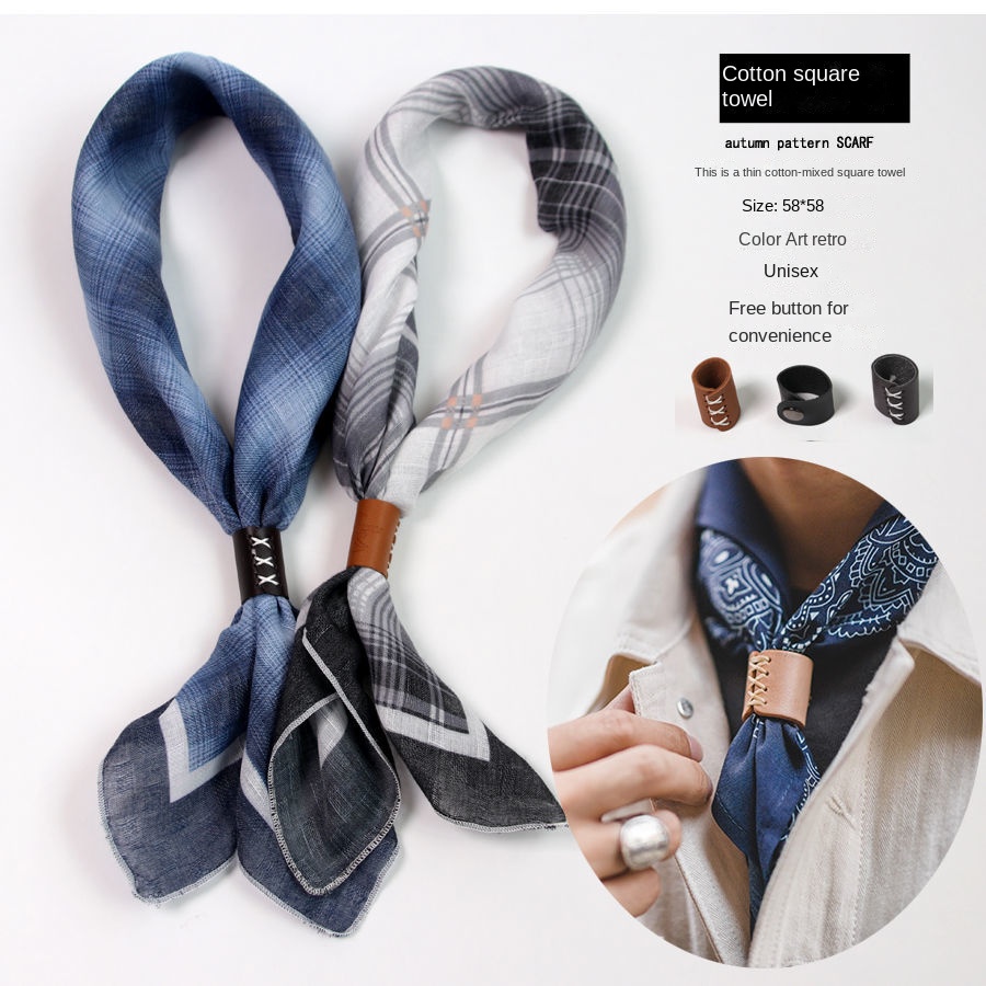 وشاح رجالي مربع بأزرار ، وشاح  - مراجعة Scarf Silk Square وسعره